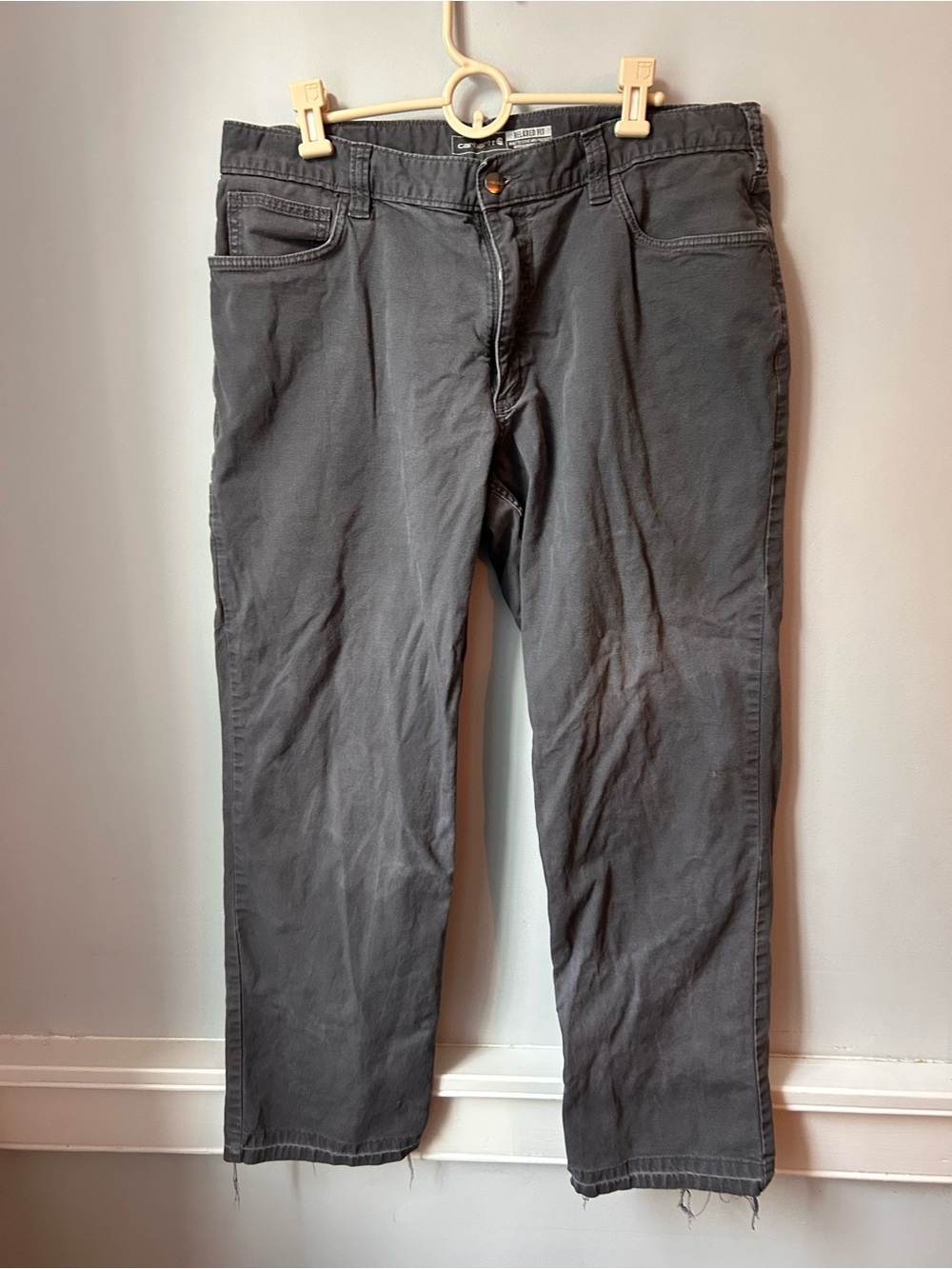 Men's‎ Light Grey Carhartt Rugged Flex Relaxed Fit Work Pants - Size 38x30